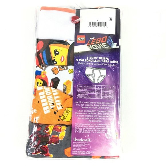 Lego The Lego Movie 2 Boys Briefs Size 4 Assorted 5 Pack - Picture 2 of 2
